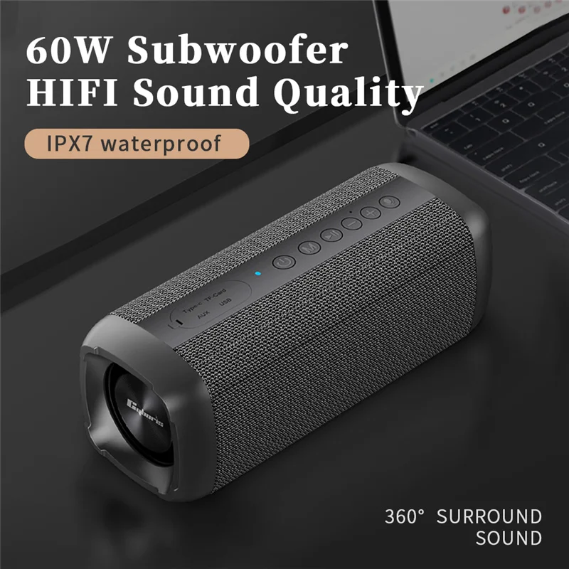 IPX7 Waterproof Wireless Speaker Spikar Subwoofers High Level Power Speaker & Horn 60W Sound Equipment Amplifiers