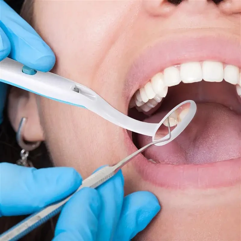 Dental Plastic Handle Anti-Fog LED Intraoral Mouth Mirror / LED Dental Mirror