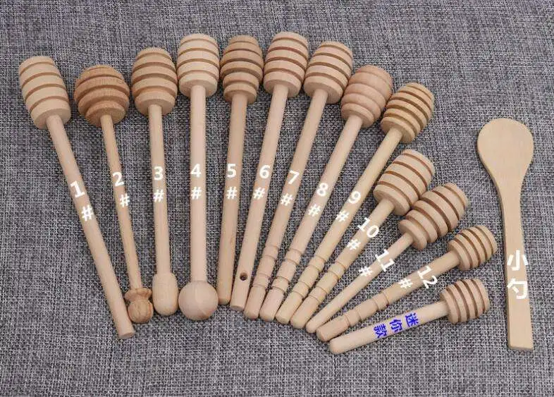 Customized LOGO Mini Wooden Honey Stick Honey Spoon / Dipper