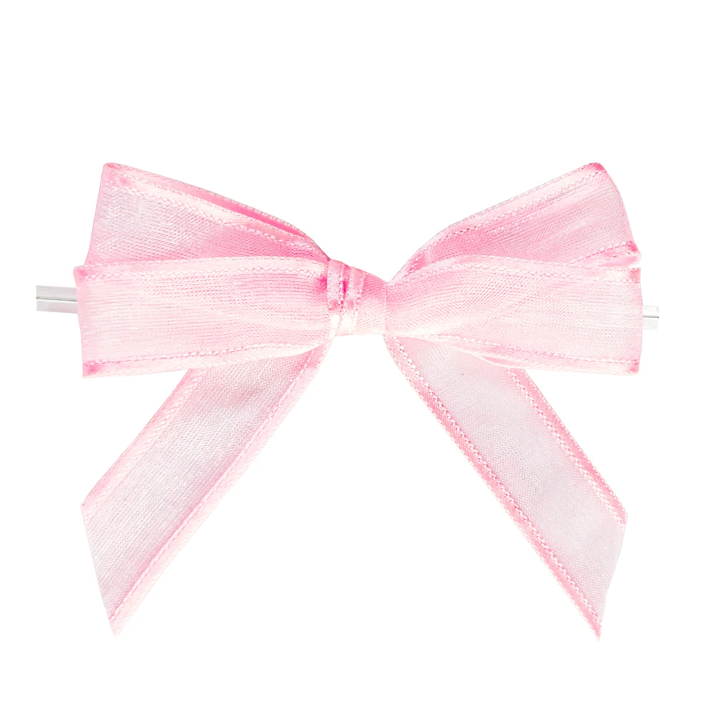 Custom Size Soft Double Layer Chiffon Ribbon Bow with Flexible Wire Tie for Gift Wrapping Crafts Decorations and Packaging