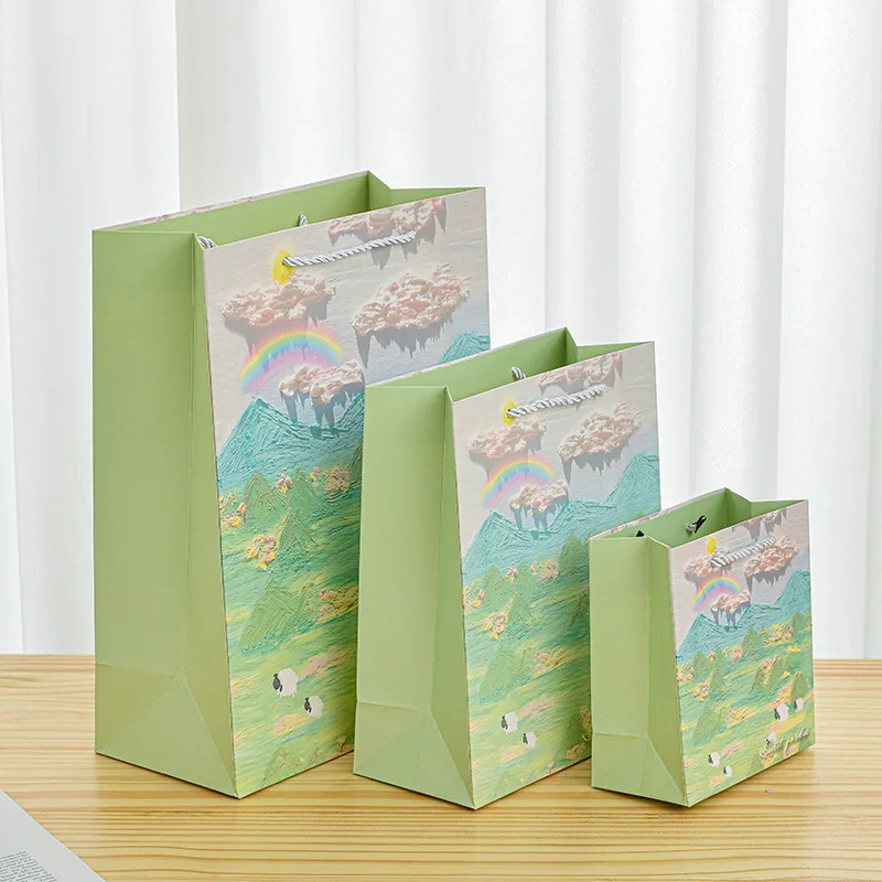 New Style Exquisite Oil Painting Handbag Image Art Paper Bag Jewelry Birthday Gift Gift Bag