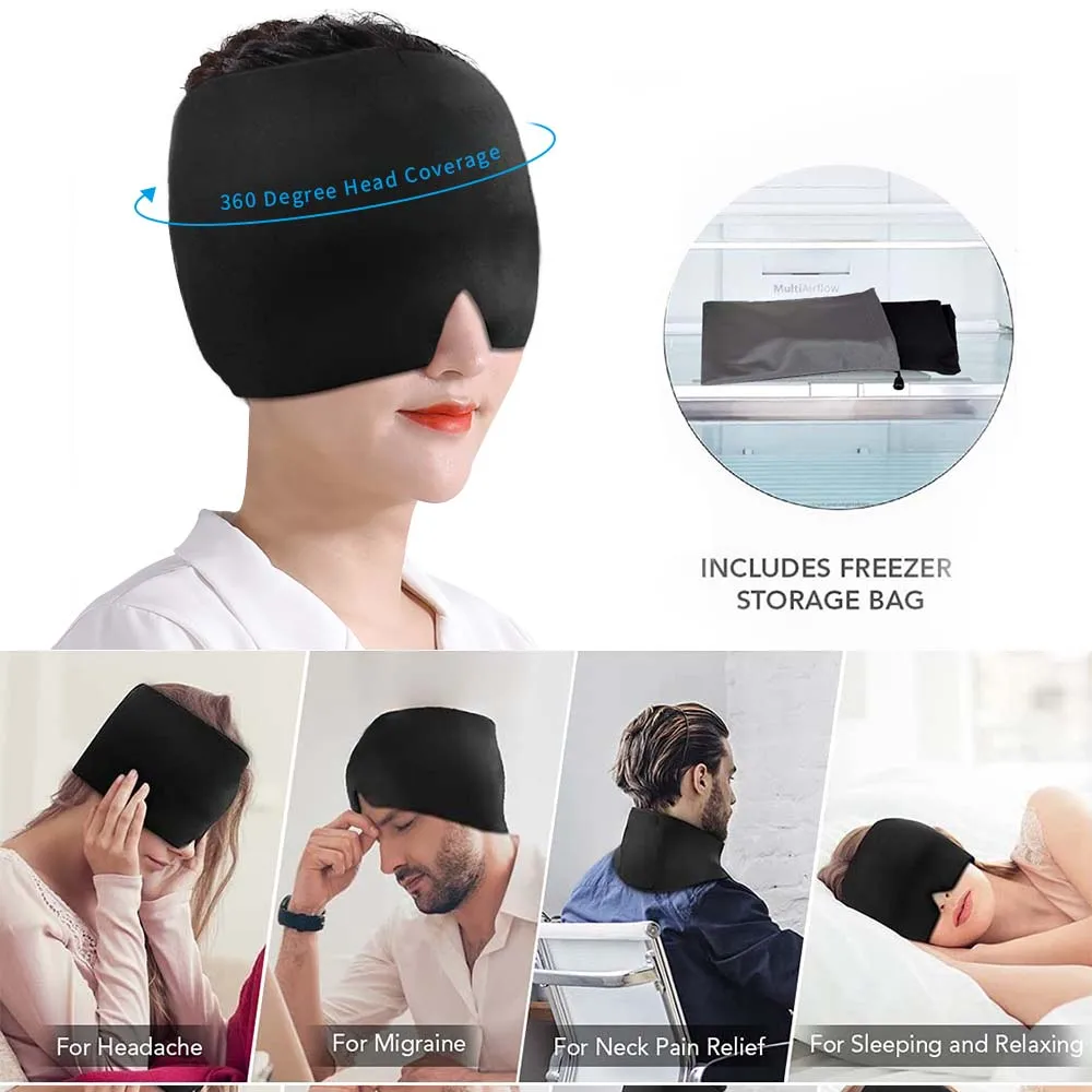 2023 Hot Sell Migraine Headache Relief Cover with Hot & Cold Therapy Function Gel Eye Mask Relieve Tension & Stress Ice Hat