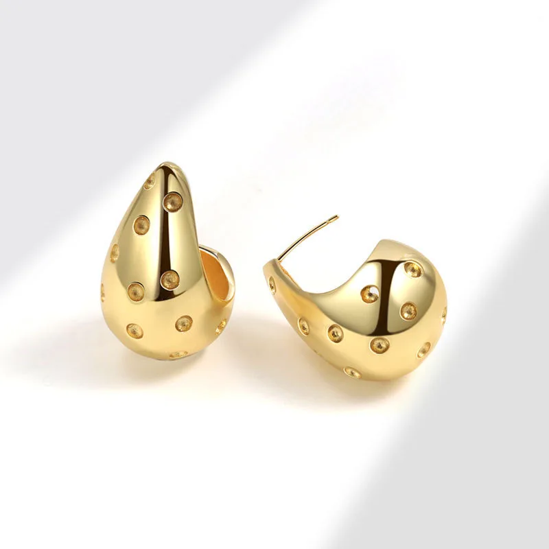 Acier Inoxydable Bijoux Custom Hawaiian Korean Fine Jewelry Minimalist 18k Gold Plate Fashion Designer Big Hoop Earrings
