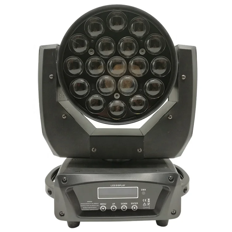 white led stage lighting event show design cheap price 19ps 15w led zoom beam wash 2 in 1 moving stage lights