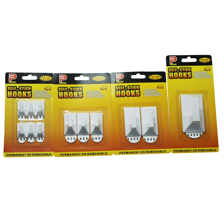 Self adhesive plastic wall hook removable damage free HOOKS