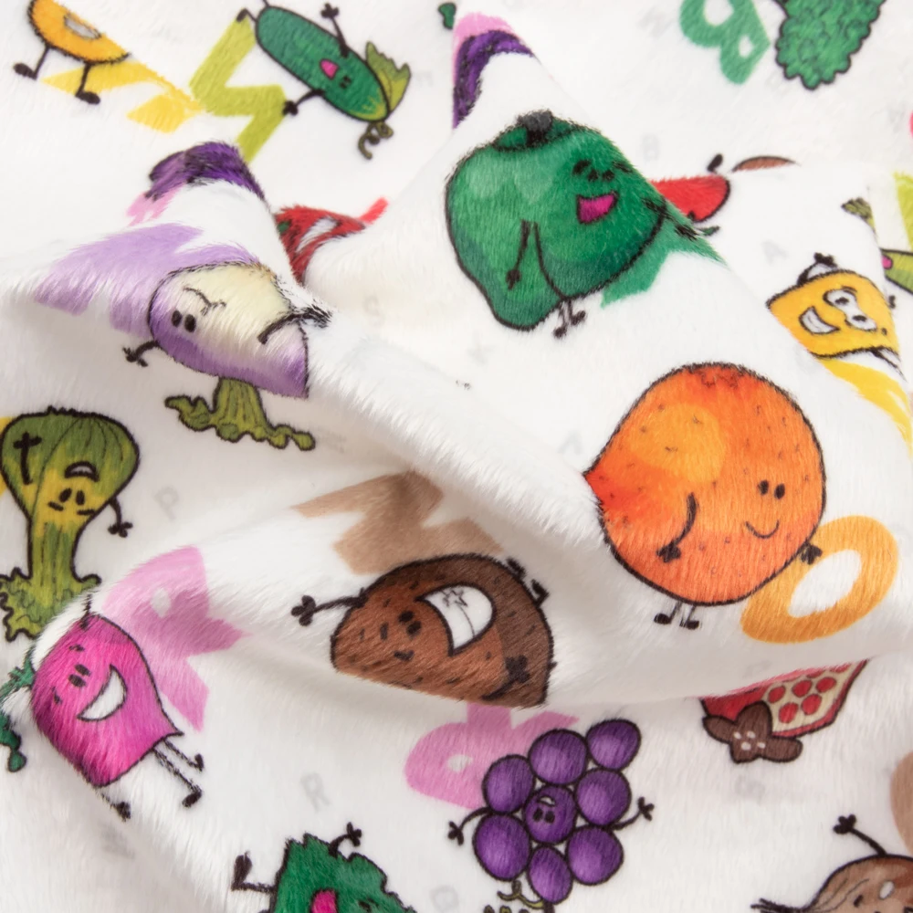 Нет минимального заказа, супер мягкая полиэфирная набивная плюшевая ткань minky для детского одеяла