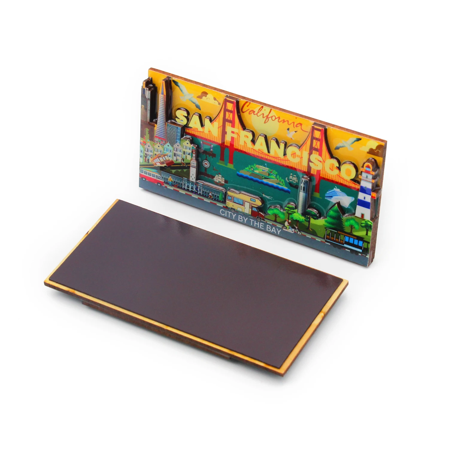 Home Decoration High Quality Tourist Mdf Promotional Decorative Tin Souvenir Epoxy Wooden Fridge Magnet