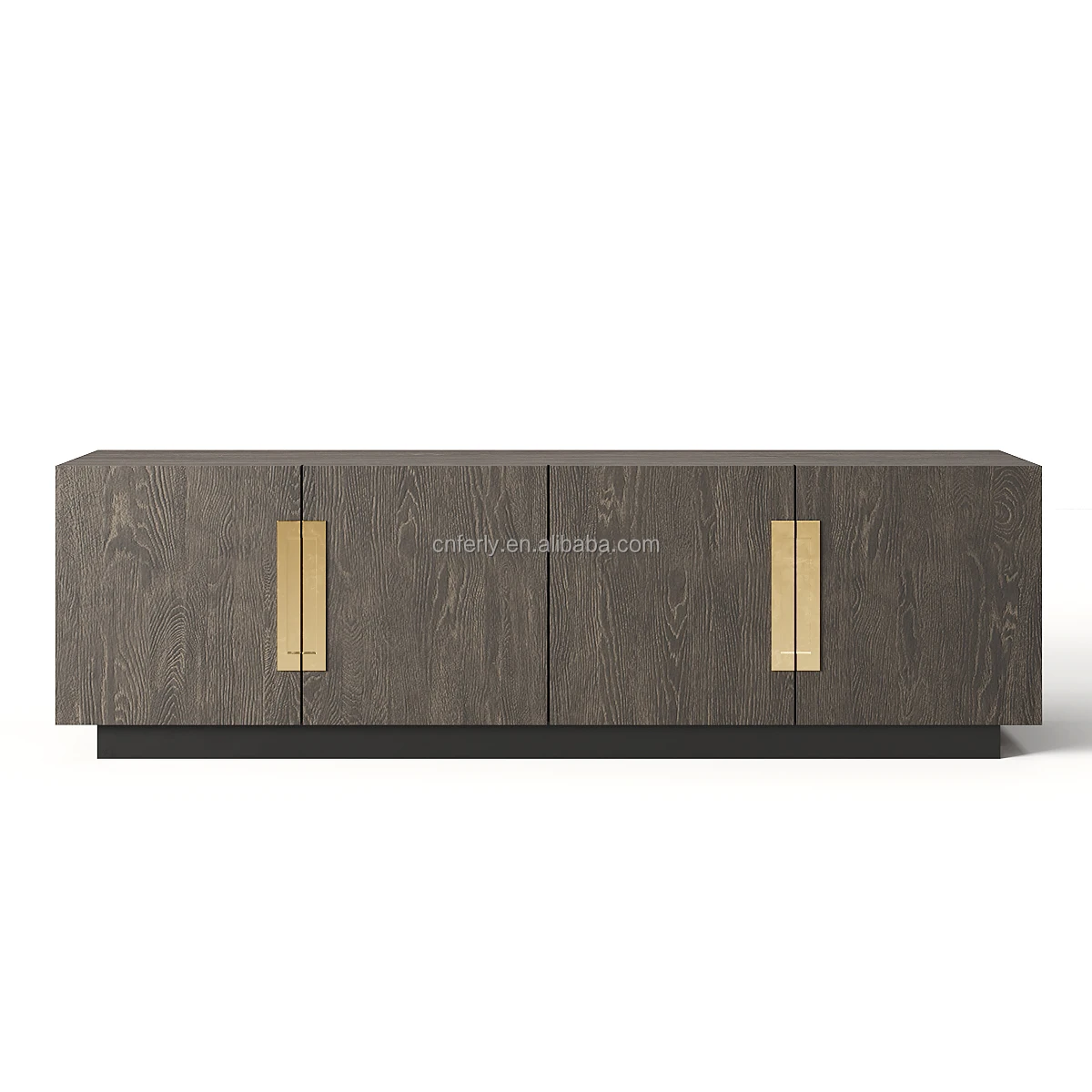 Home Furniture Living Room Furniture Hand-cast Metal Hardware White Hall Wood Panel 4-door Media Console TV Stands