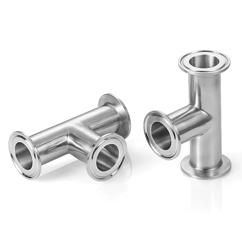 Sanitary Stainless Steel 304 316L Pipe Connection Fittings weld  tri-clamp equal Tee custom tee