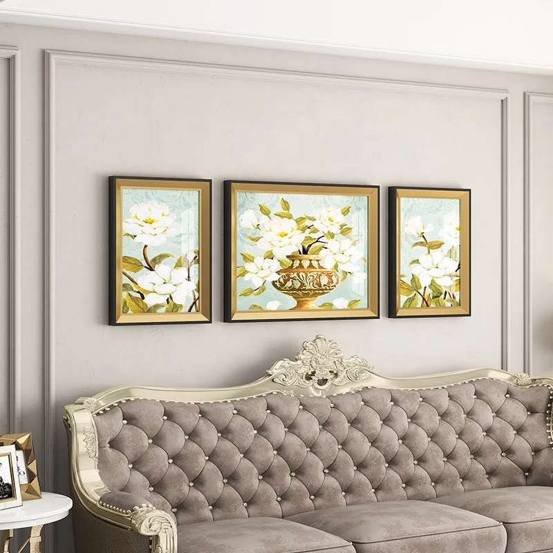 European style luxurious landscape painting decoration painting crystal porcelain painting wall art glass picture frame
