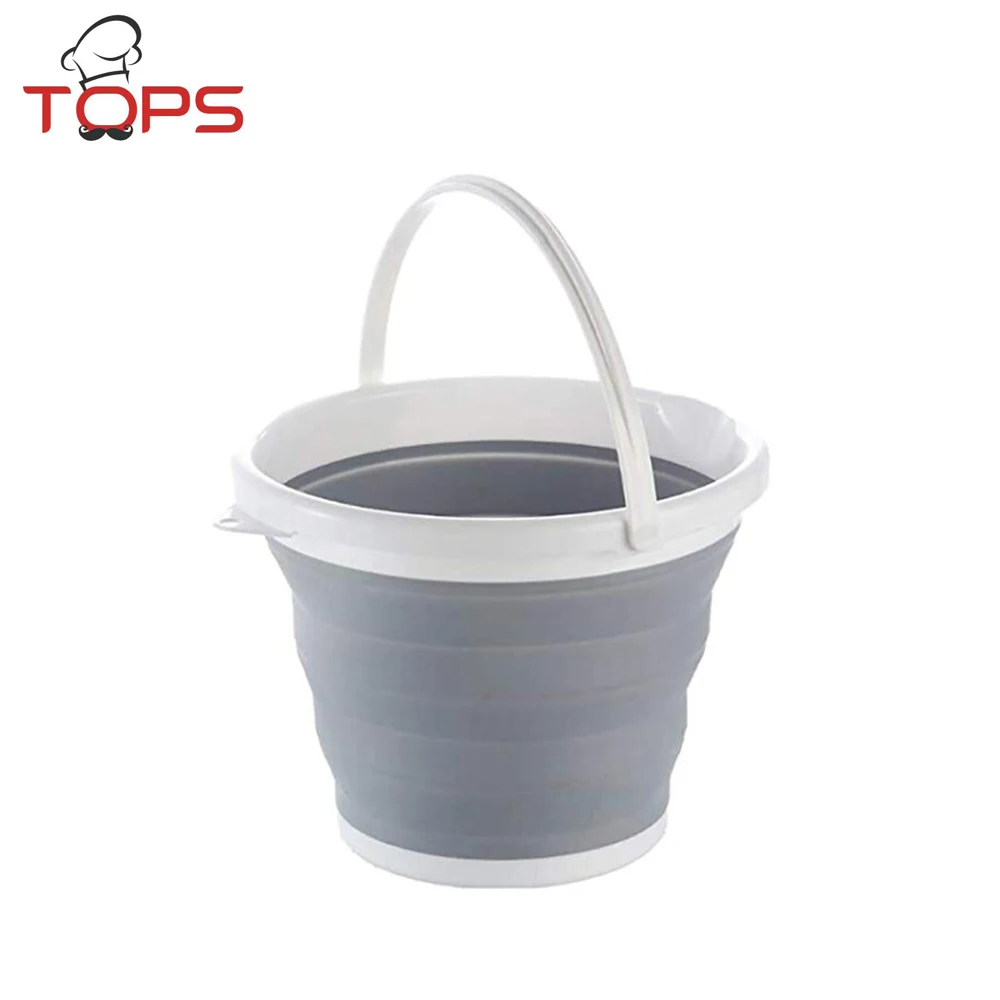10L Collapsible Mop Bucket with Handle,Portable Fishing Water Pail,Silicone Car Wash Bucket for Camping
