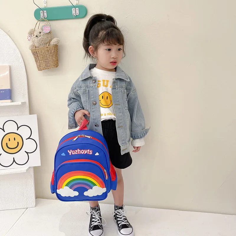New Cartoon Colourful Rainbow Backpacks School Kindergarten Bags for Baby Girls