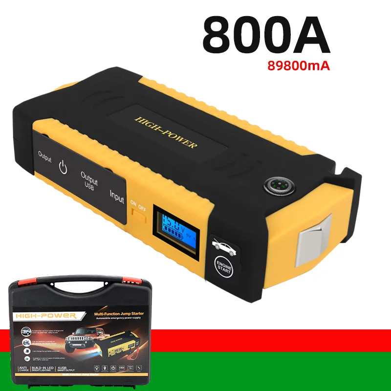 Стартер перемычка 12v 89800 мА/ч Автомобильный аварийный 800a Powerbank для автомобильных кабельных