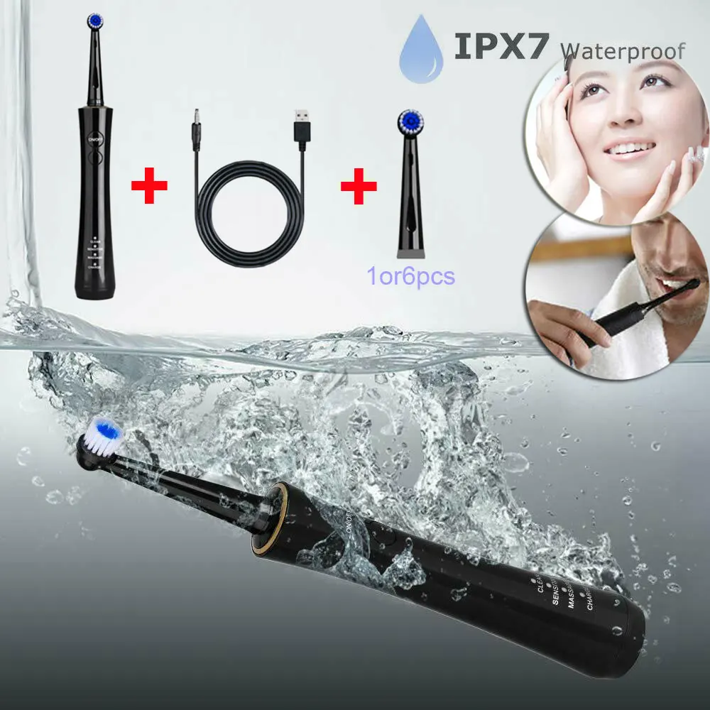 Electric Rotating Toothbrush Adult Timer Brush USB Rechargeable Electric Tooth Brushes with 2pcs Replacement Brush Head