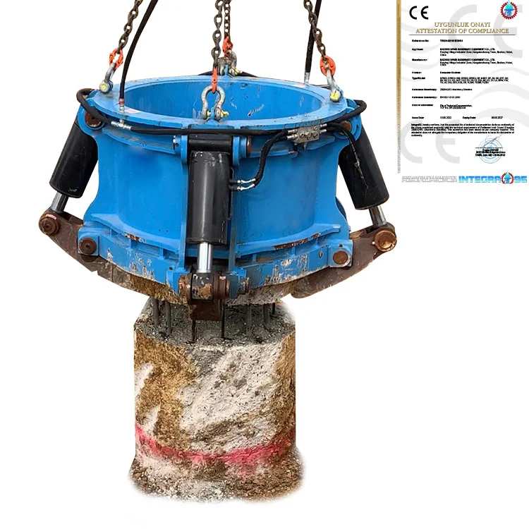 sale suitable 8-13 ton excavator attachment QUAD CROPPER YZJ-600 for cutting Pile Size 300-600 mm to give a superb pile cut