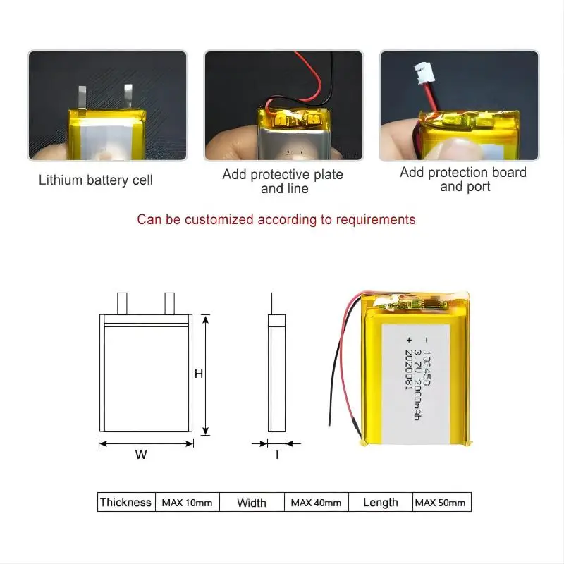 Enerforce 103450 6.66Wh 1800mAh 3 7 v OEM ODM Lipo батарейки литий-ионная перезаряжаемая Li-po батарея для медицинского устройства