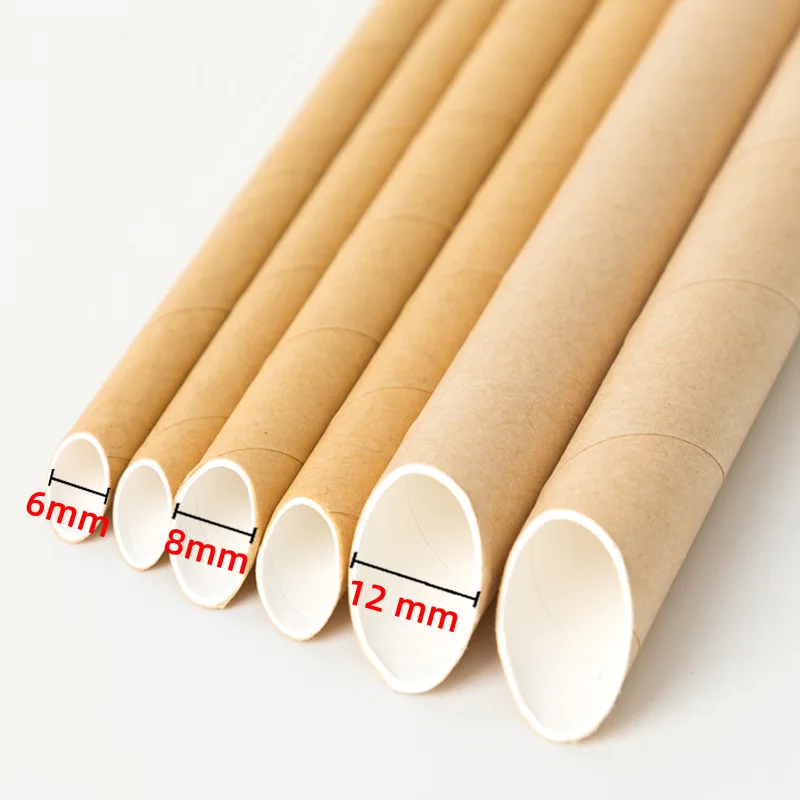 Disposable environmentally friendly hardened individually packaged color coffee biodegradable kraft paper straws