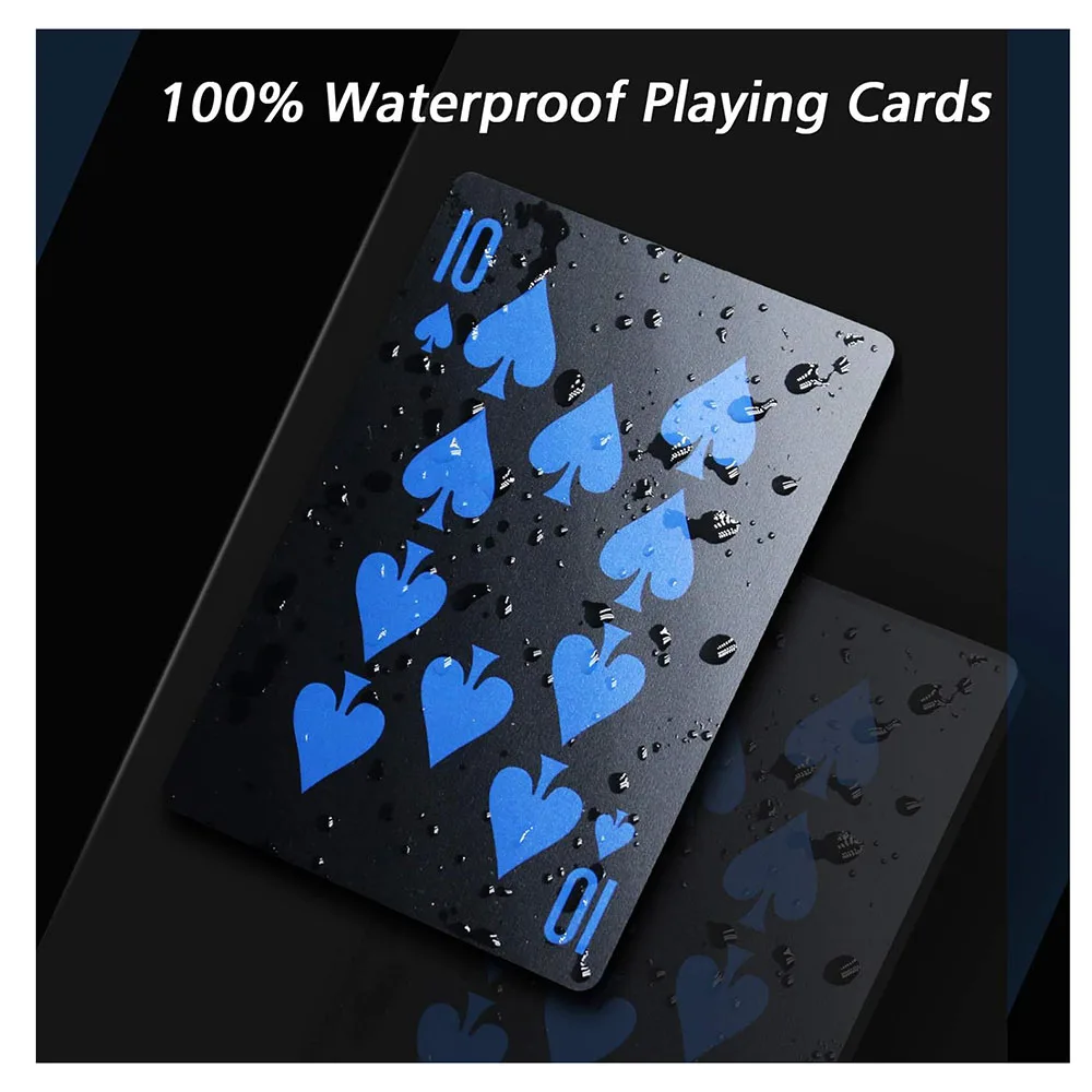 Premium Plastic Waterproof Black Playing Poker Cards Professional Luxury Deck of Cards for Adults