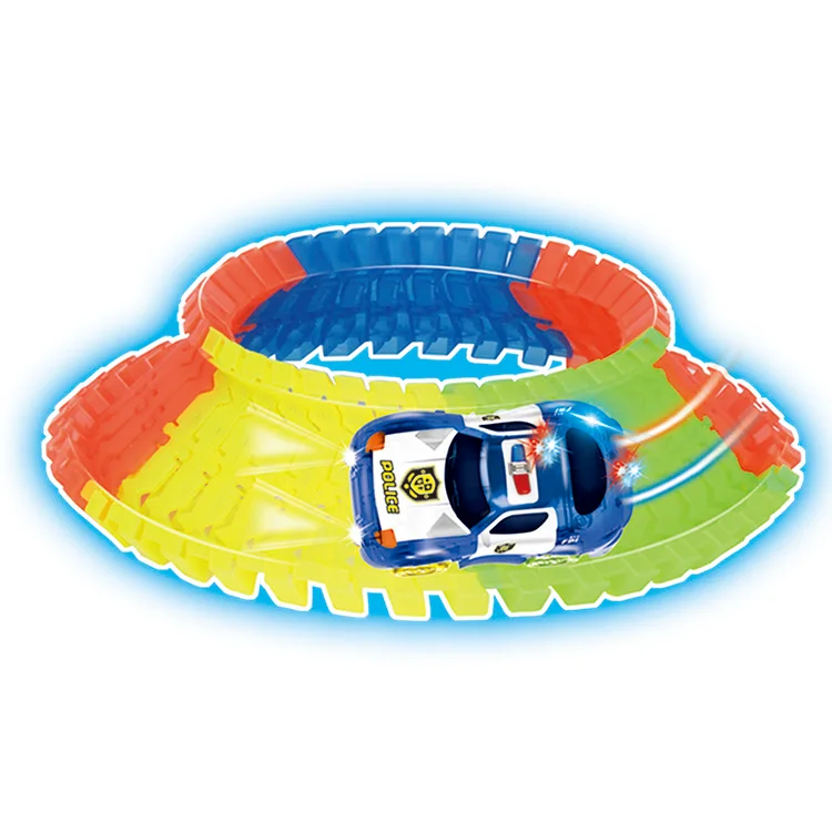 Luminous track toy set DIY assembly plastic slot toy with electric car educational track glow in the dark
