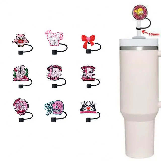 10mm maxican Reusable Metal Straws Tips Dust Toppers Covers Silicone Drinking Straw topper charms
