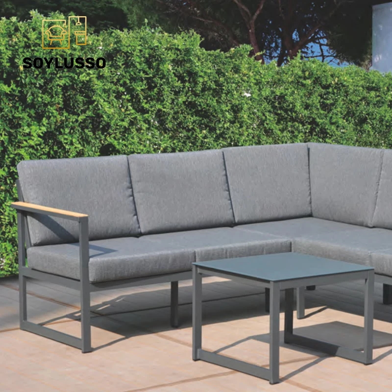 French Italian industrial style designer soft seat comfortable living outdoor garden sofa chair set furniture for coffee