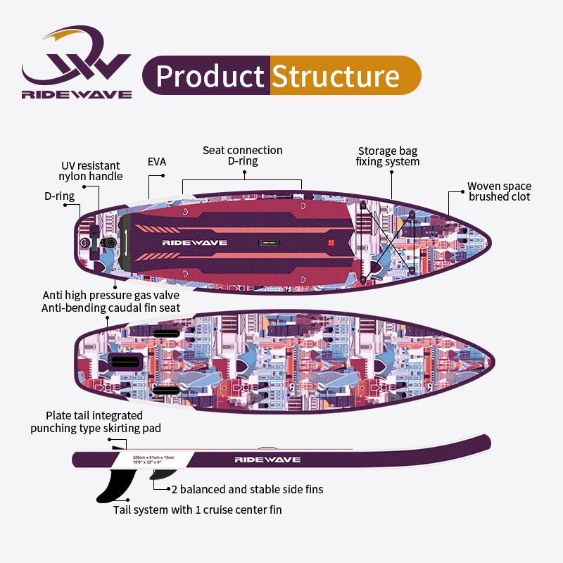 RIDEWAVE Manufacturer surfboard surf new design CE Certificate Watersports inflatable padle board sub supboard sup paddle board