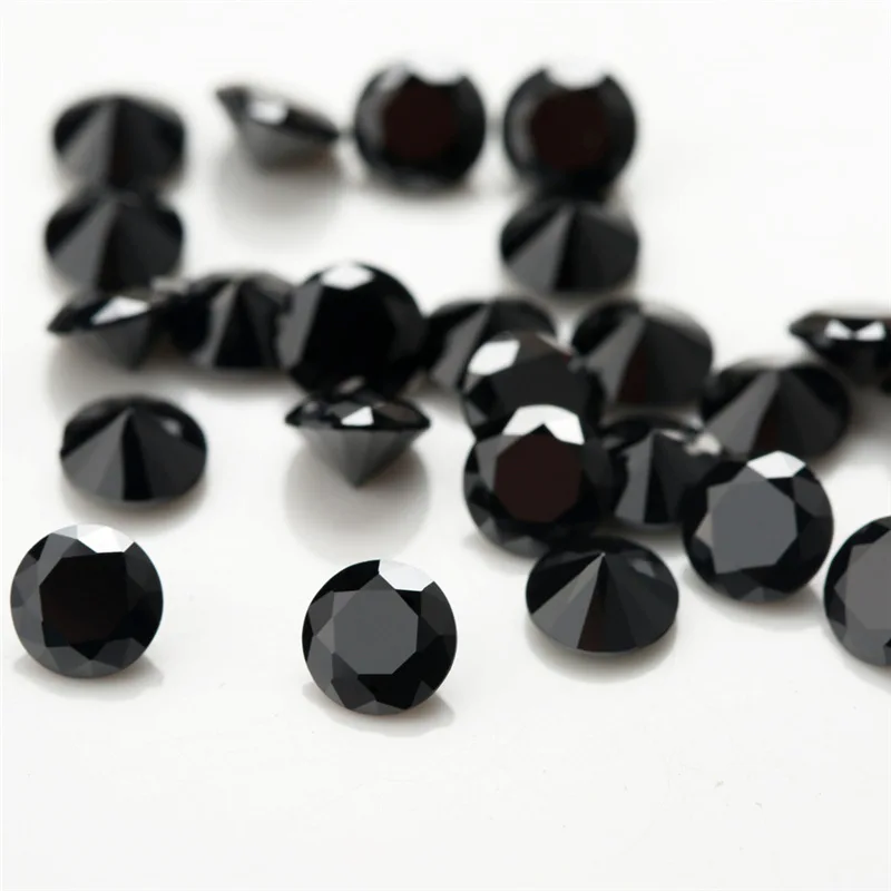 Wholesale wuzhou cz stones 5A 0.8-10mm round brilliant cut cubic zirconia  loose gemstone black  for cubic zirconia ring