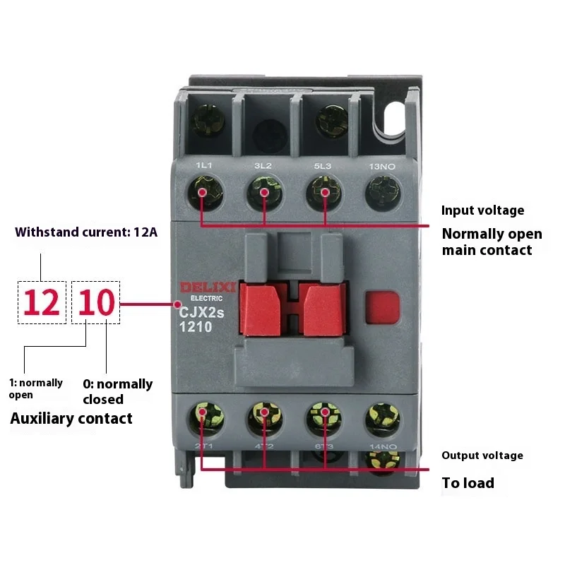 Delixi CJX2S-1210,1201 New AC Contactor 12A Main Circuit Rating Voltage 380V & 110V
