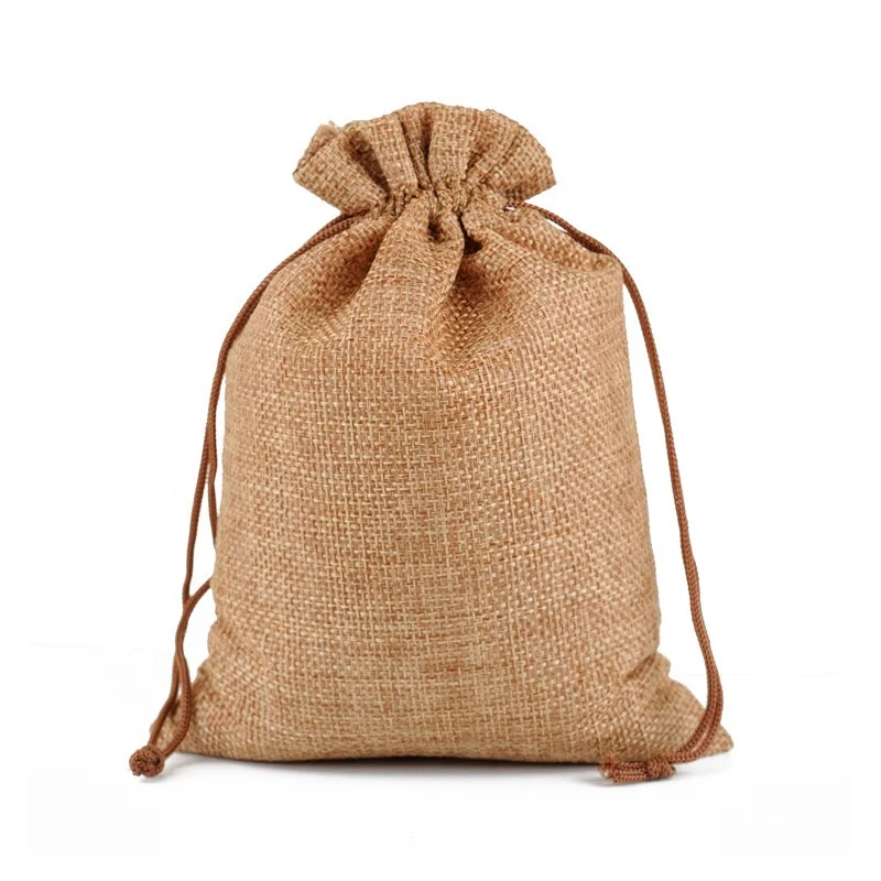 
7*9, 8*10, 10*14, 13*18, 15*20cm burlap jewelry pouch small jute drawstring bag stock burlap gift bags with custom logo design 
