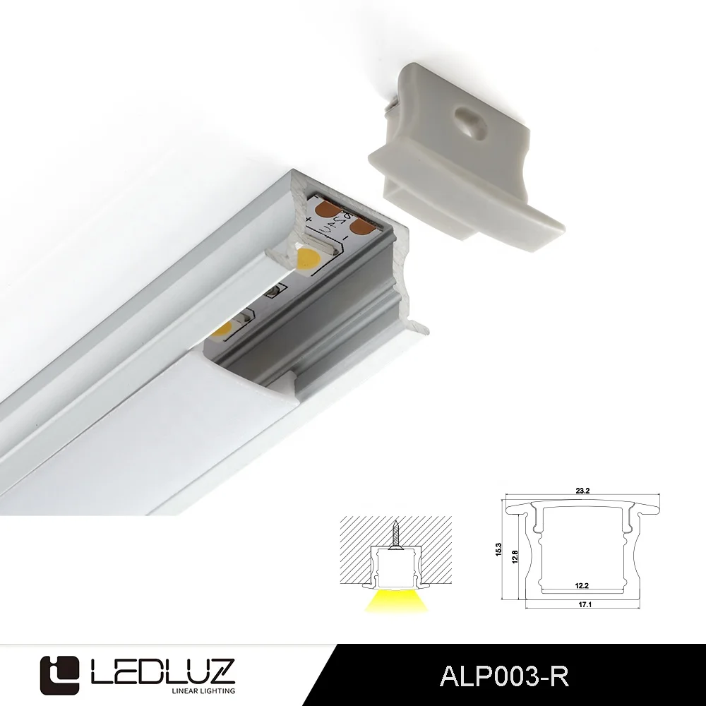1M/2M/2.5M/3M Length Shallow Recessed LED Aluminium Profile C/w LED Strip Diffuser