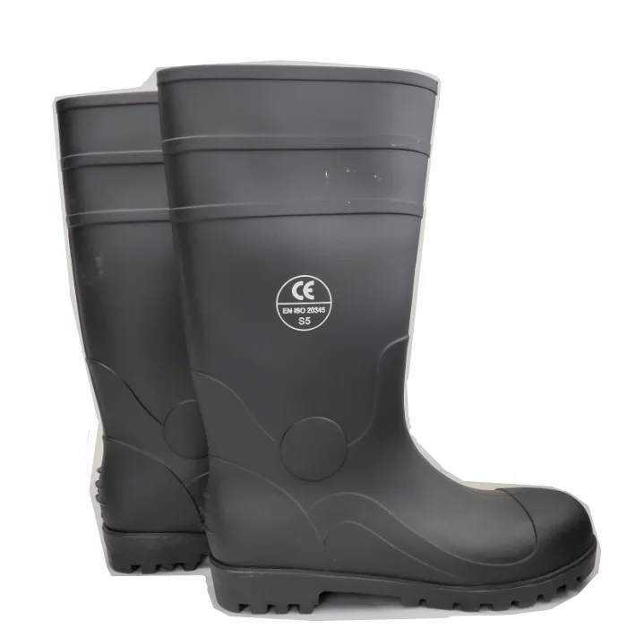 CE S5 PVC safety steel toe rain boots for outdoor work