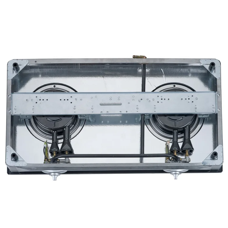 Thin linear print popular black new design commercial 2 burner glass top gas stove