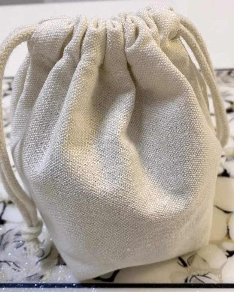 Promotional Organic Cotton Small Drawstring Bags Jewelry Pouch Gift Canvas Double String Handbag Dust Bags With Logo
