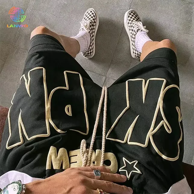 Casual Hip Hop Cotton Gym Running Cargo Shorts For Men Homme Streetwear Custom 3d Puff Print Logo Mens Basketball Shorts