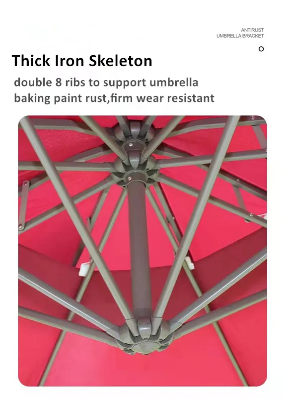 Outdoor Table Chair With Umbrella Solar LED light Sun Shade Cantilever Banana Hanging Umbrella