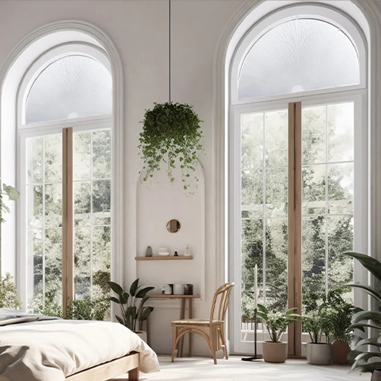 Half Circle Window Shades Easy Install Nonwoven Arch Pleated Blind Fabric Filtering Light Prefect Fit For Half Moon Arch Windows