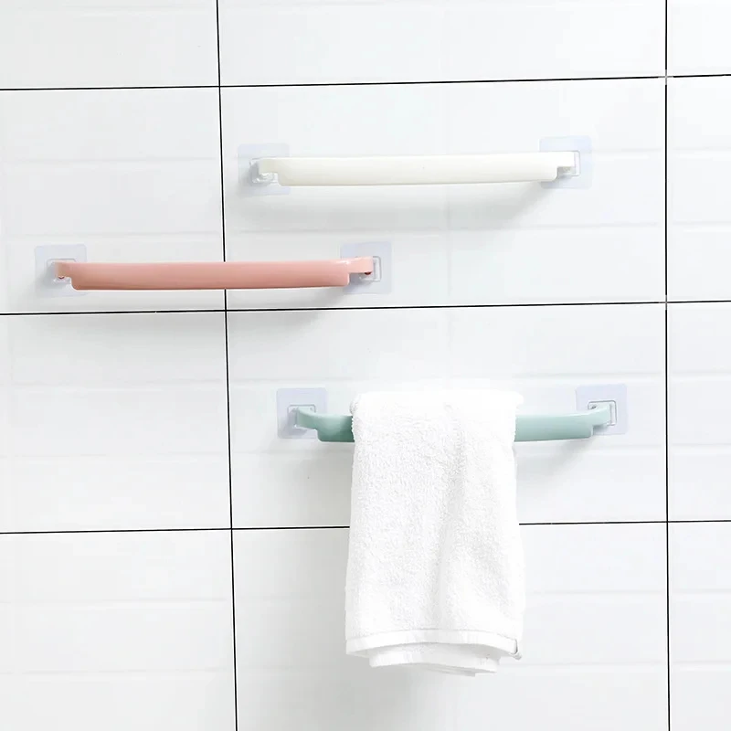 Multifunction Bathroom Towel Rail Hanger Self Adhesive Hanging Hooks Holder Wall Storage for Towel Rack Home Accessories