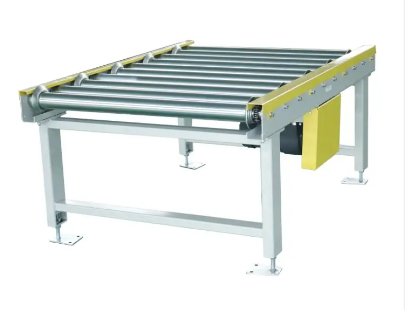 Automatic slide unloading stainless steel power transfer table roller conveyor