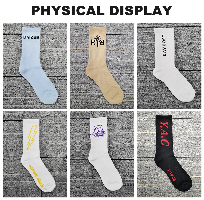 Custom Socks Design Own Logo Crew Socks No Minimum Order Private Your Label Bamboo Cotton Black Man Sport Sock Elite Calcetines