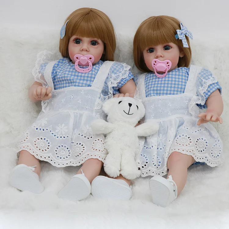 New 2022 Silicone Reborn Doll 60cm Realistic Twin Dolls For Girls Toys Lifelike