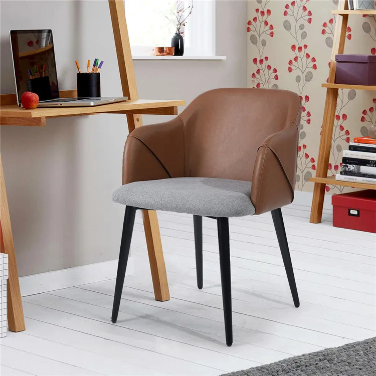 
High quality best price Modern design fabric faux leather dining chair brown modern pu nordic living room resurant hotel chairs 
