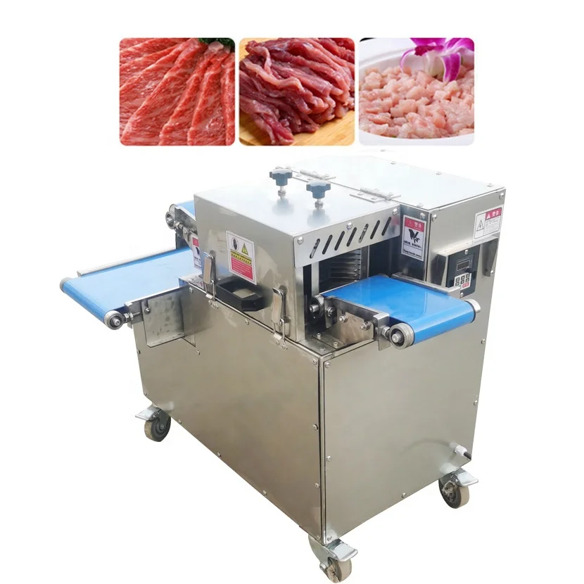 Commercial Fresh Meat Slicer Cube Strip Cutter Machine Meat Cube Diced Cutting Machine
