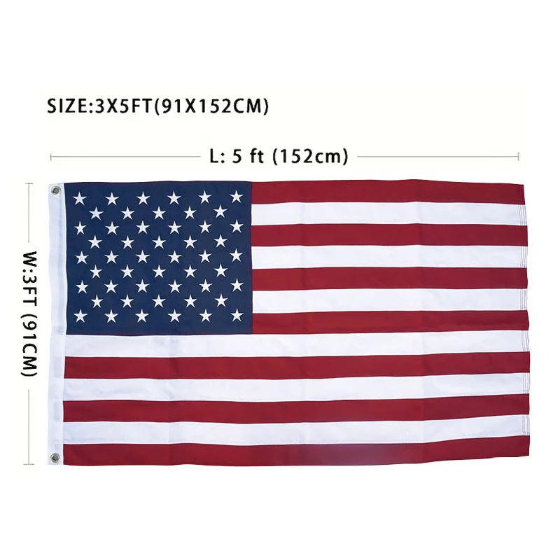 Manufacturer High Quality 3x5ft USA Flag American Embroidered Waterproof Oxford Cloth Material  Outdoor Use