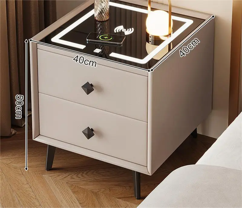 2024 Wholesale Home Furniture Furniture Smart Nightstands Wireless Charging Table Bedside Cabinet for Bedroom Carton Modern