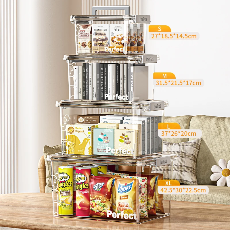 Household Portable Transparent Storage Boxes Thick PP Clothes Toys Snacks Books Organizer Plastic Storage Containers with Lids