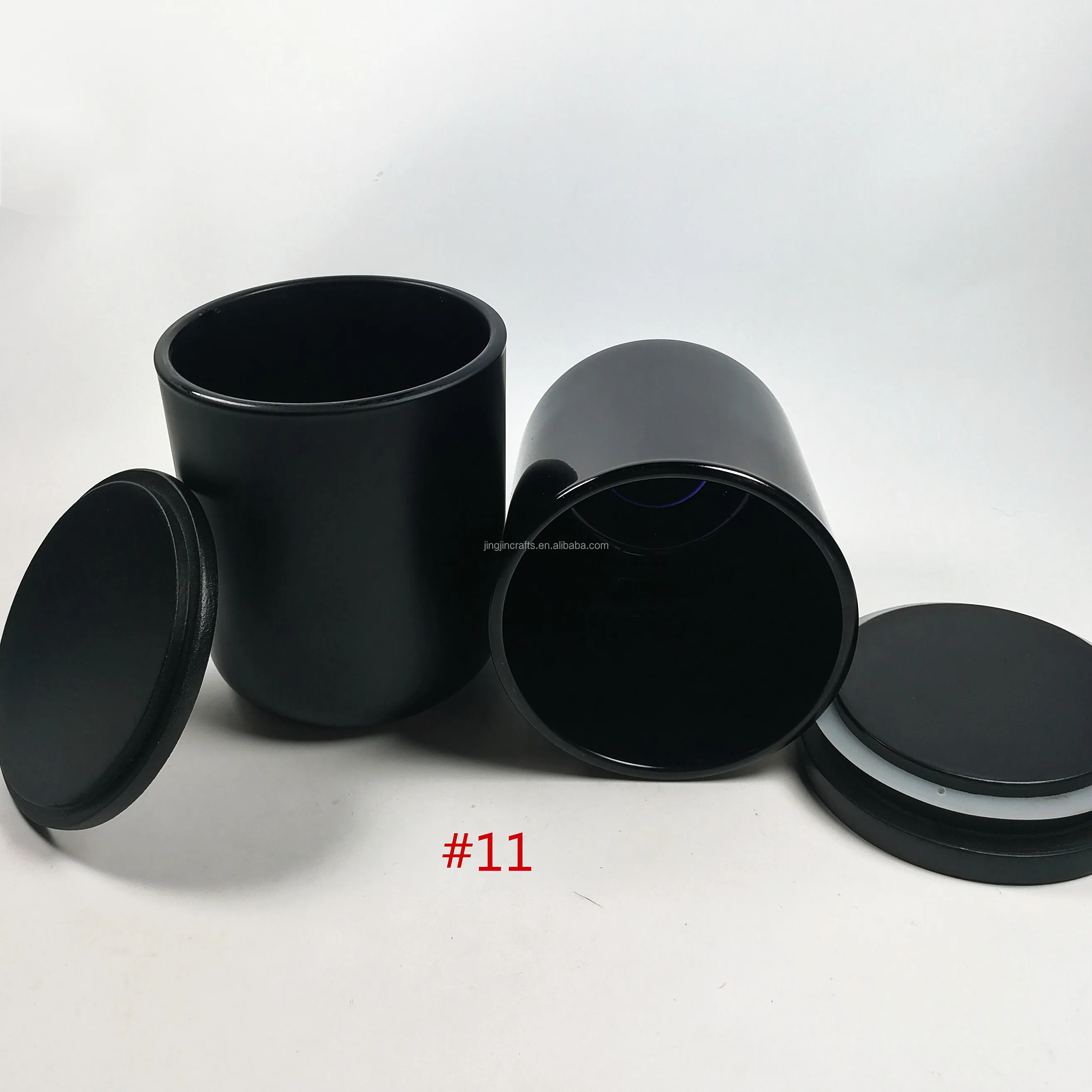 14 oz 16 oz empty matte black and white glass candle jar sprayed color candle vessel w wood lid wholesale for wedding home decor