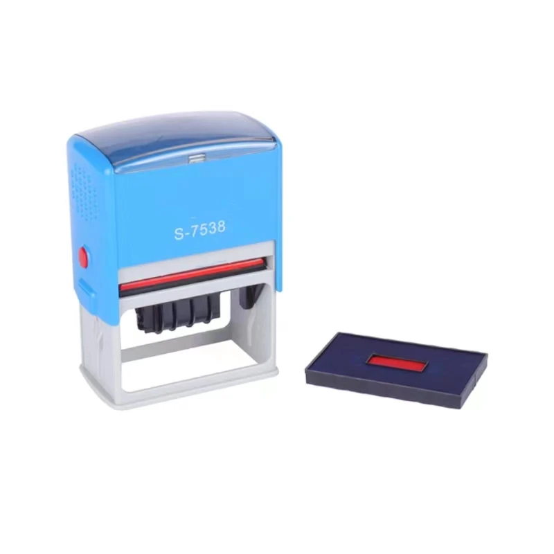 Custom large imprint shape  75*38mm two color ink pad date office use self inking rubber date stamp.