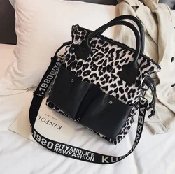 Leopard Print Leather Lady Tote Bag, Custom Logo Acceptable Women Shoulder Bag with Adjustable Strap OEM ODM Design Handbag