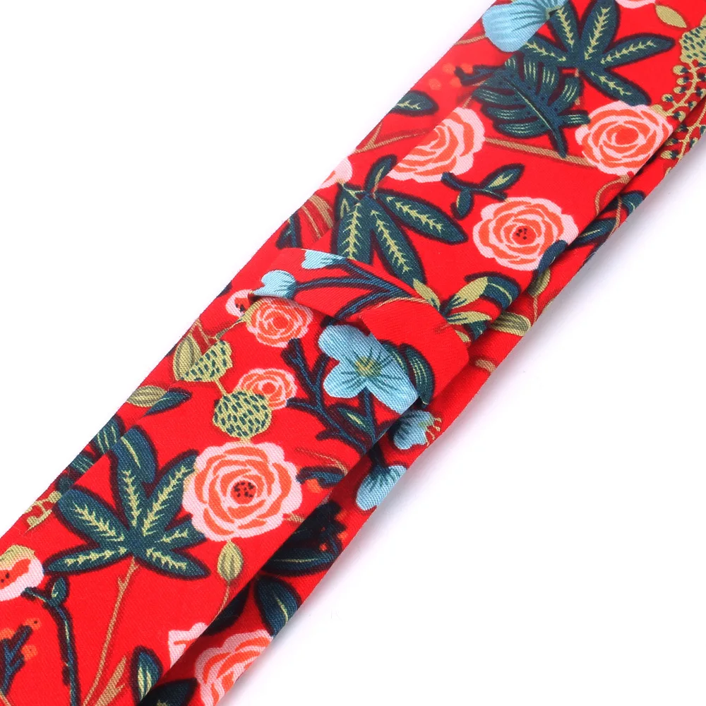Men Printed Cotton Tie Floral Ties 6cm Slim Neck Skinny Necktie for Wedding Party