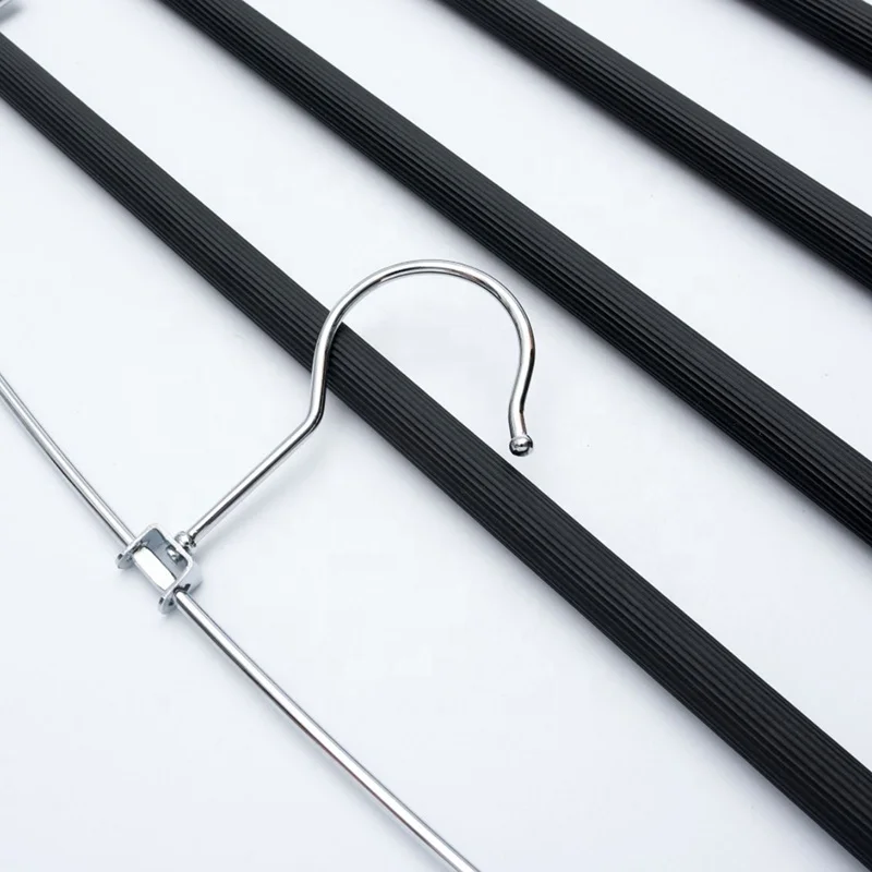 Pants Hangers 5 Layers Swing Arm Trousers Hanger Space Saving Pants Rack Jeans Hangers with Non-Slip Multiple Closet Organizer